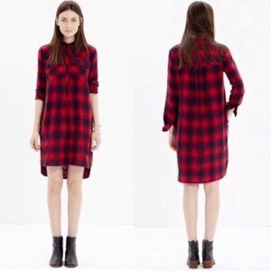 Madewell Daywalk in Albion Red Plaid Shirt Dress XSmall